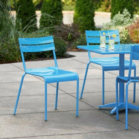 LANCASTER TABLE & SEATING Blue Powder Coated Aluminum Outdoor Side Chair 427CALUSDBL